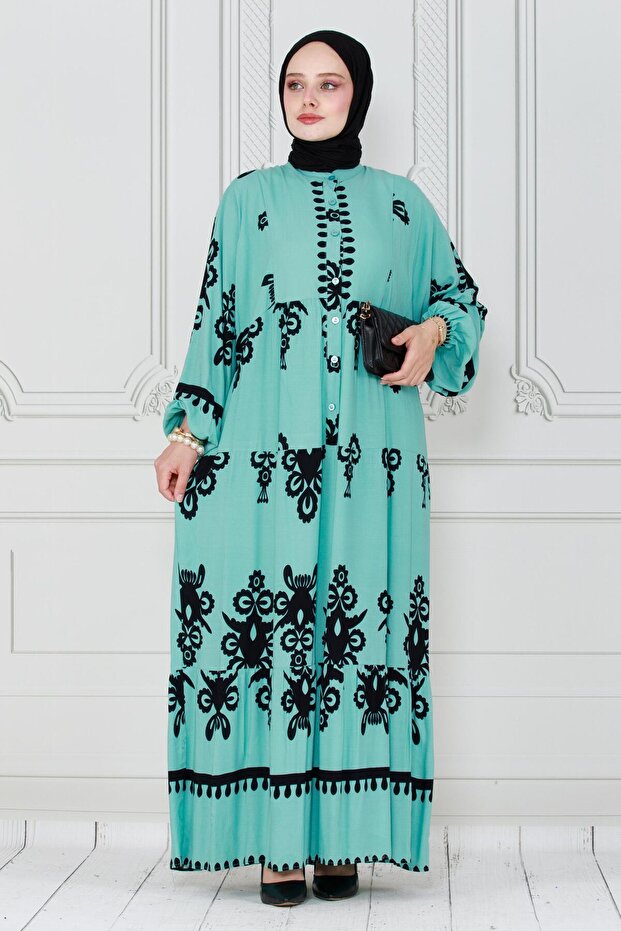 Rochie Viscon Verde Menta - Decolteu Si Robe - 1