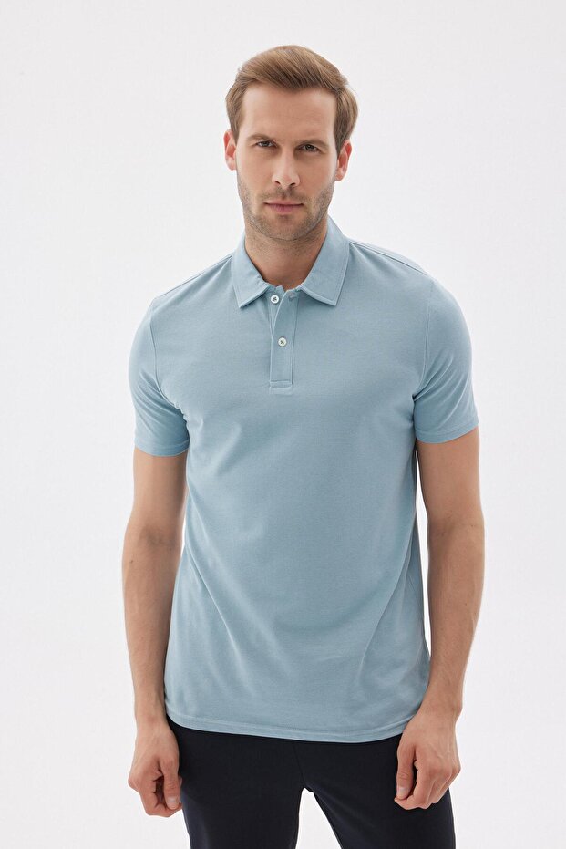Basic Regular Fit Erkek Mint Polo Yaka Tişört - 1