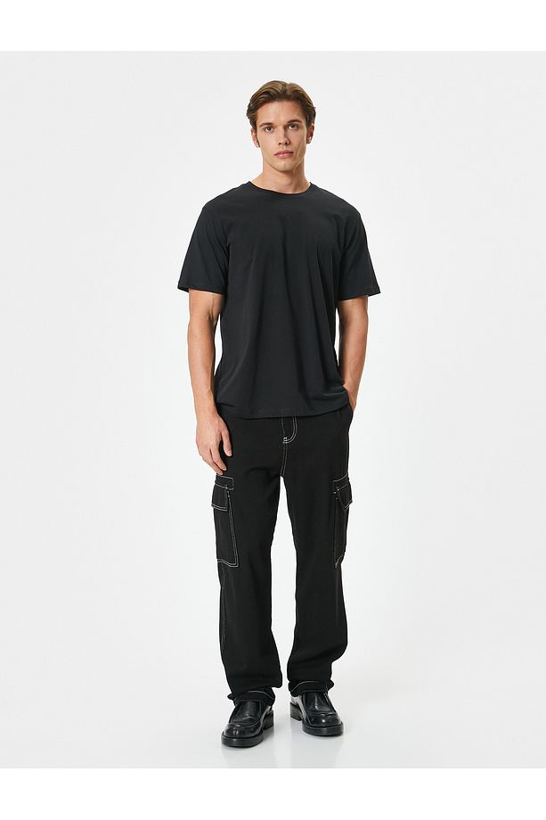 Bisiklet Yaka Regular Fit Pamuklu Kısa Kollu Basic Tişört - 2