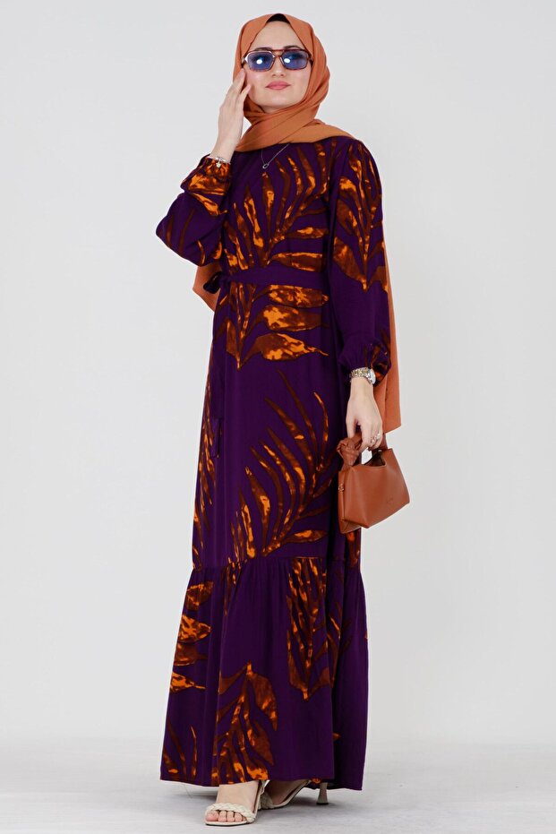 Rochie din viscoză Zerda cu curea-Moare - 2