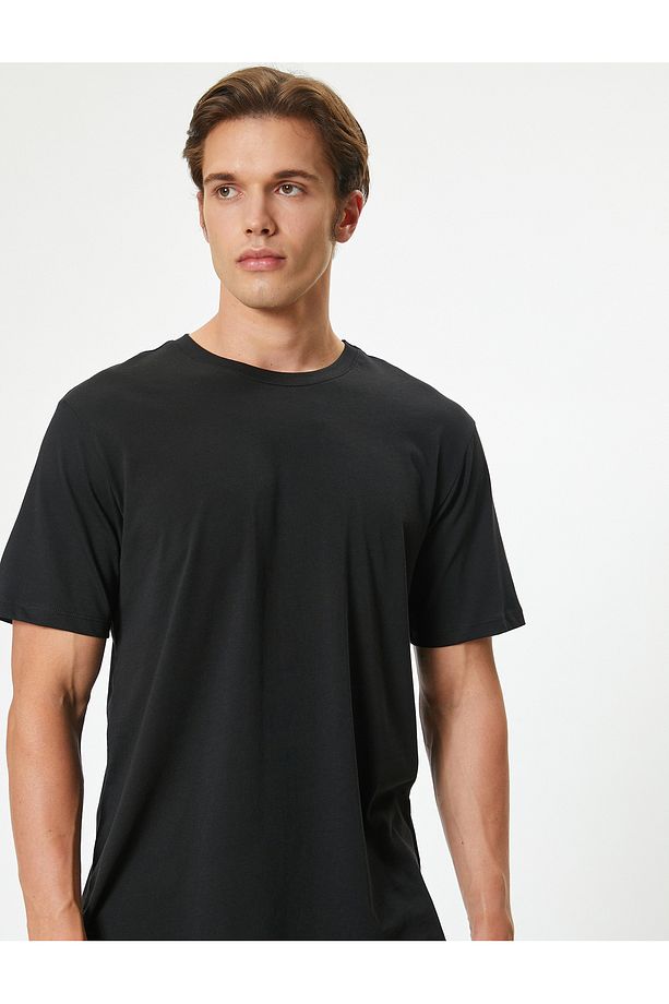 Bisiklet Yaka Regular Fit Pamuklu Kısa Kollu Basic Tişört - 1