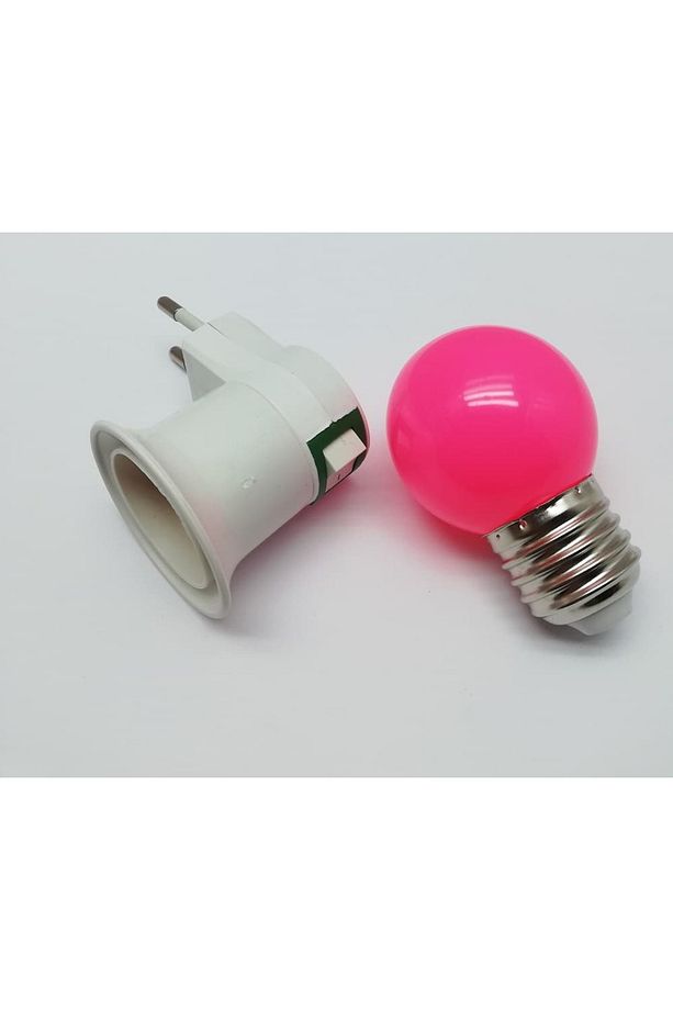 Duy Fişli Gece Lambası Ampüllü Pembe Led 1W E27 Duy - 2
