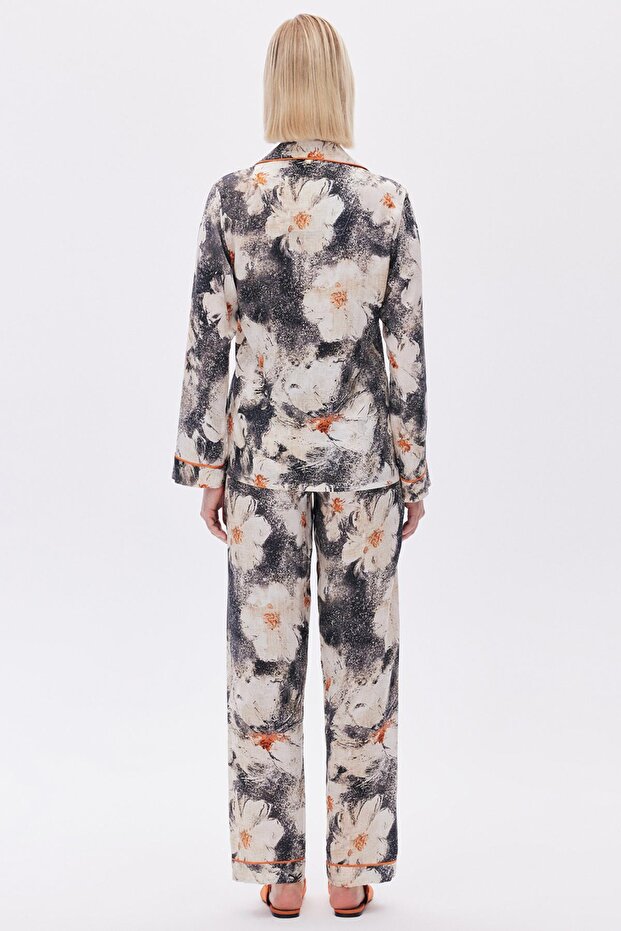 Long Viscose Pajama Set -ElyPatterned - 7