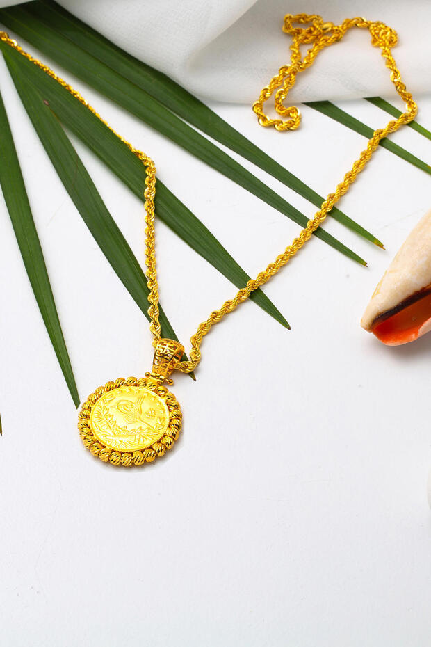 Yarım Reşatlı 22 Ayar Altın Kolye - 4