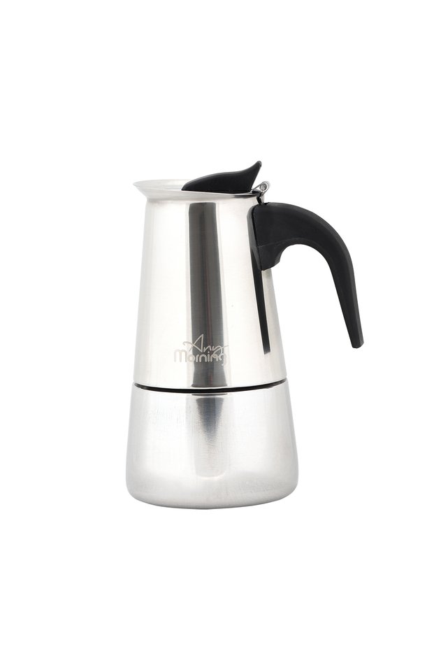 Stainless Steel Moka Pot, 300 ml, Induction Base, 6-Cup Espresso Maker