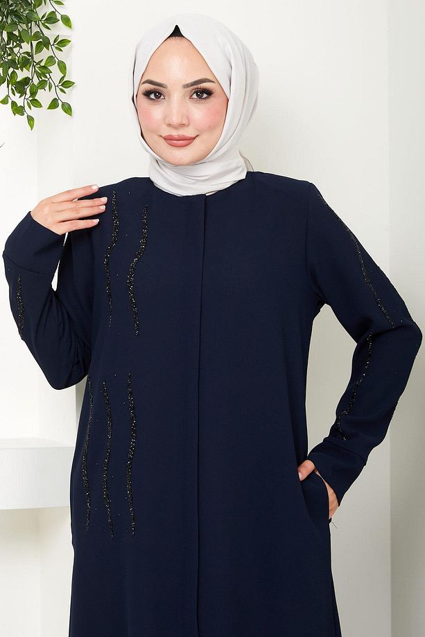 Sevgi Taşlı Ferace Lacivert HM2481 - 2