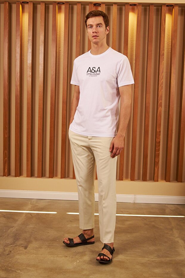 Comfort Fit Printed Men's White T-Shirt Mars14