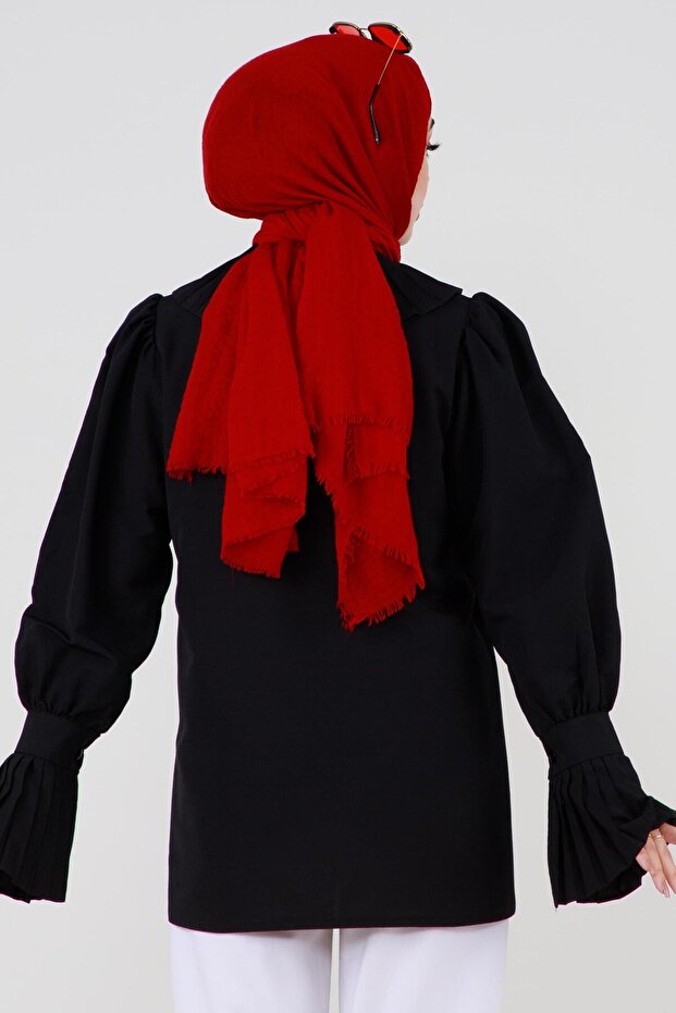 Kolu Piliseli Gömlek -Siyah - 6