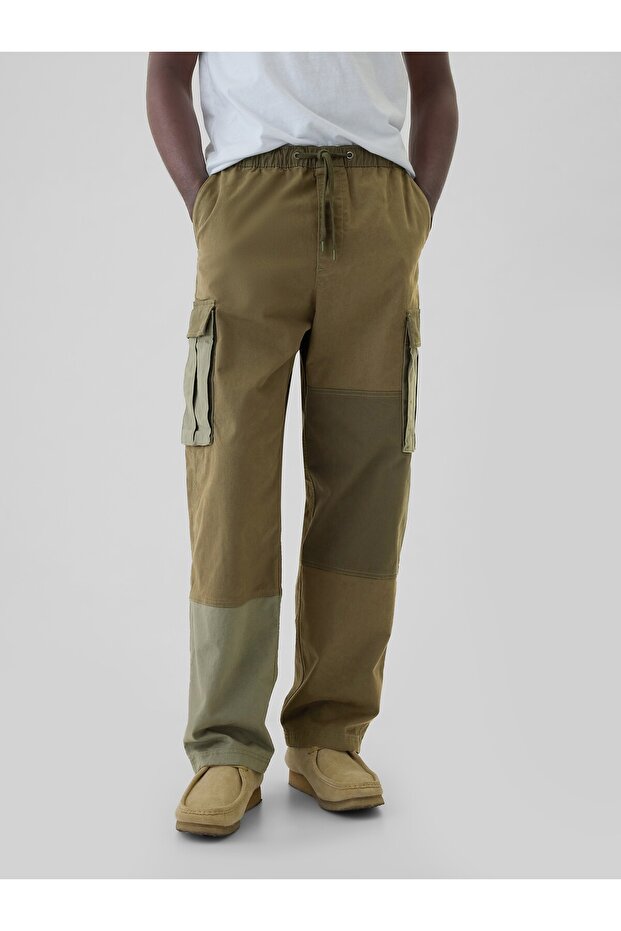 Erkek Haki Patchwork Kargo Pantolon - 6