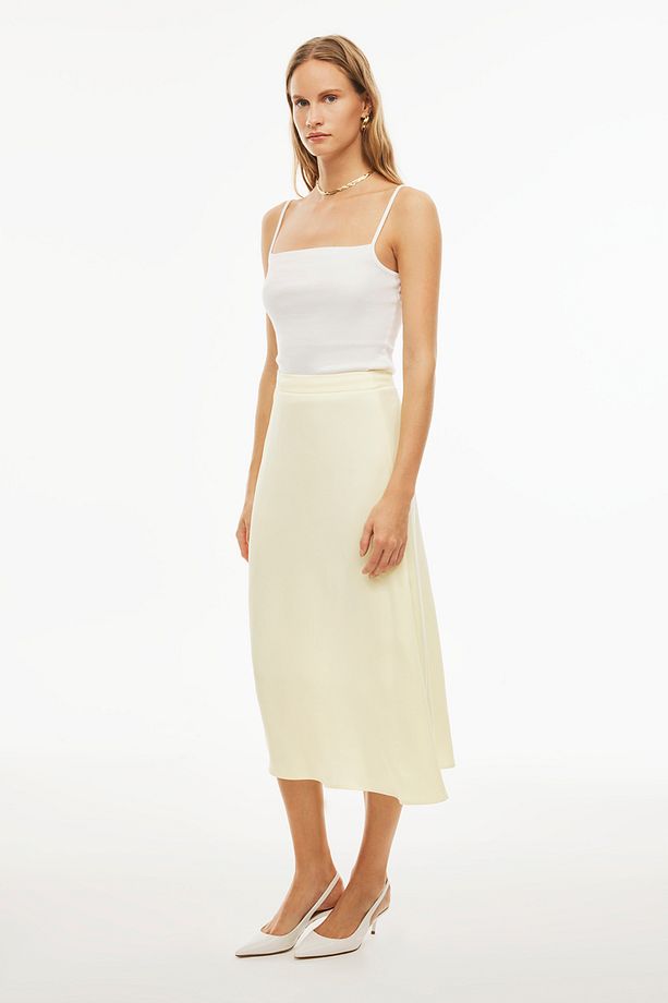 Alainas Regular Fit Midi Boy Limon Renk Etek - 2