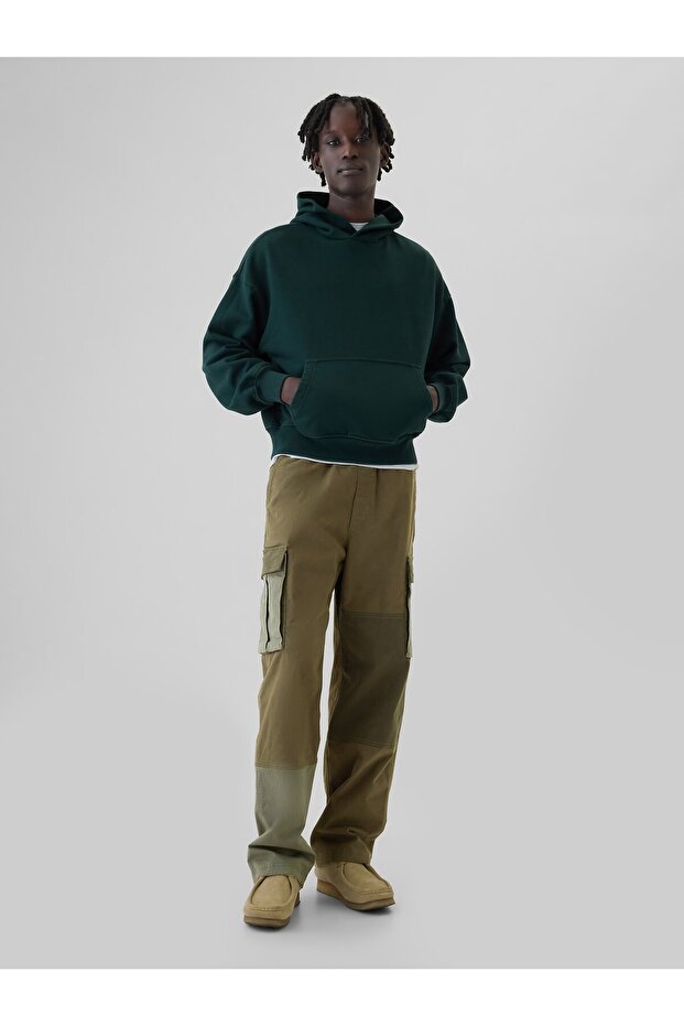 Erkek Haki Patchwork Kargo Pantolon - 1