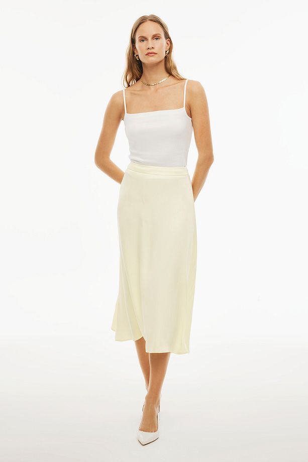 Alainas Regular Fit Midi Boy Limon Renk Etek - 3