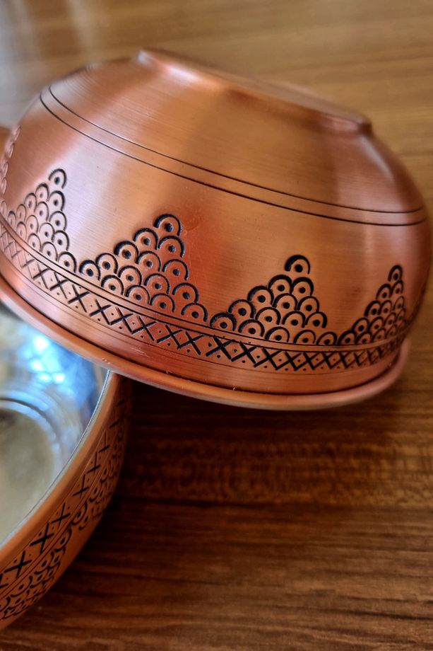 İşlemeli Bakır Çorba,Salata,Ayran Kasesi - 1