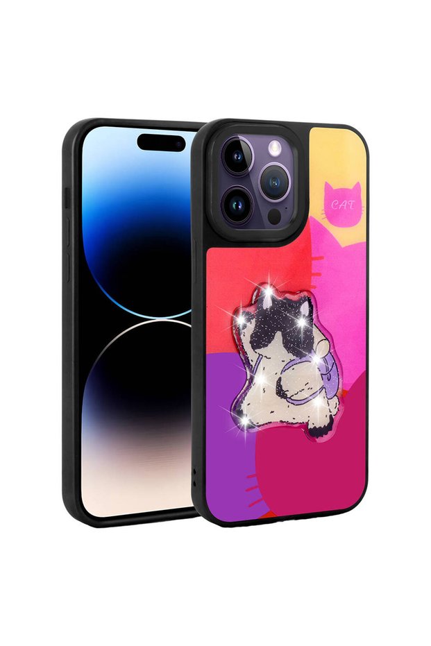 Compatible Case Amas Cover for Apple iPhone 14 Pro Max Case Shining Embossed Iconic Figure