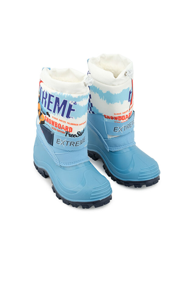 Téli fiú extrém plüss belső állítható tépőzáras vízálló hócsizma - 3