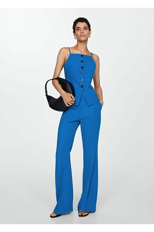 Halter Yaka Düğmeli Yelek - 2