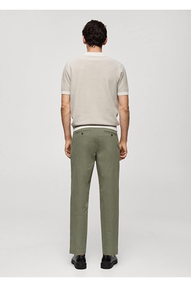 Regular Cut Pleated Cotton Pants - 4