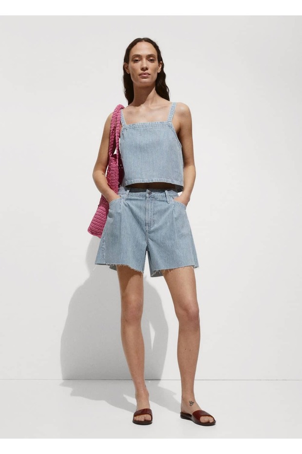 Denim cropped bluz - 1