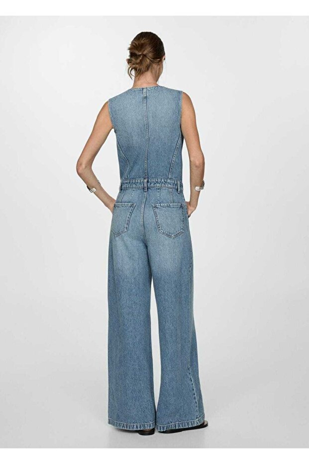 Uzun denim tulum - 4