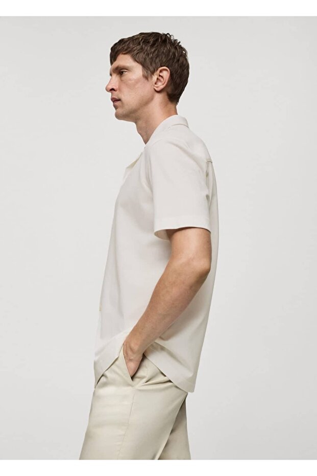 Bowling Yakalı Pamuklu Gömlek - 5