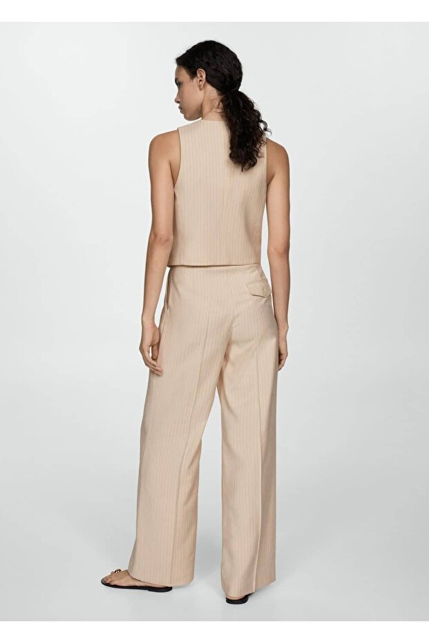 Çizgili kumaş yelek - 4