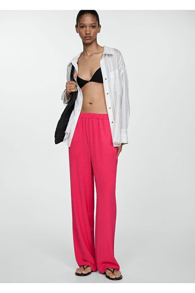 Dökümlü dokuma pantolon - 6