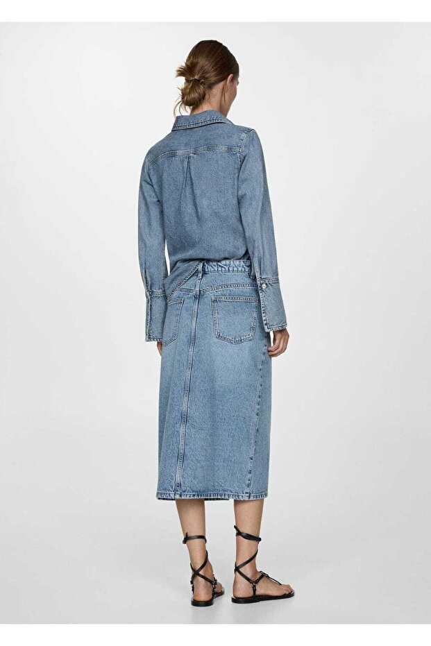 Midi denim etek - 4