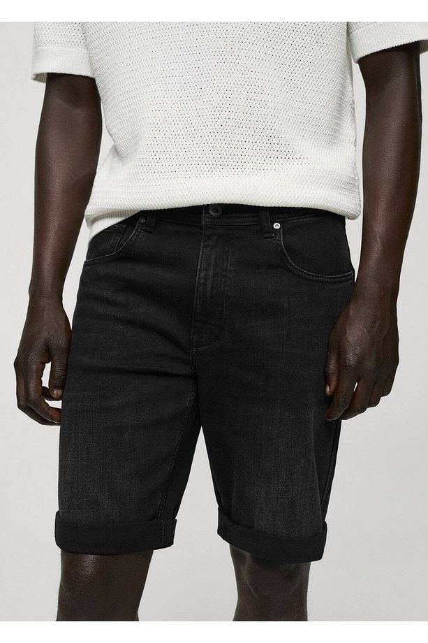 Slim fit kot bermuda şort - 7