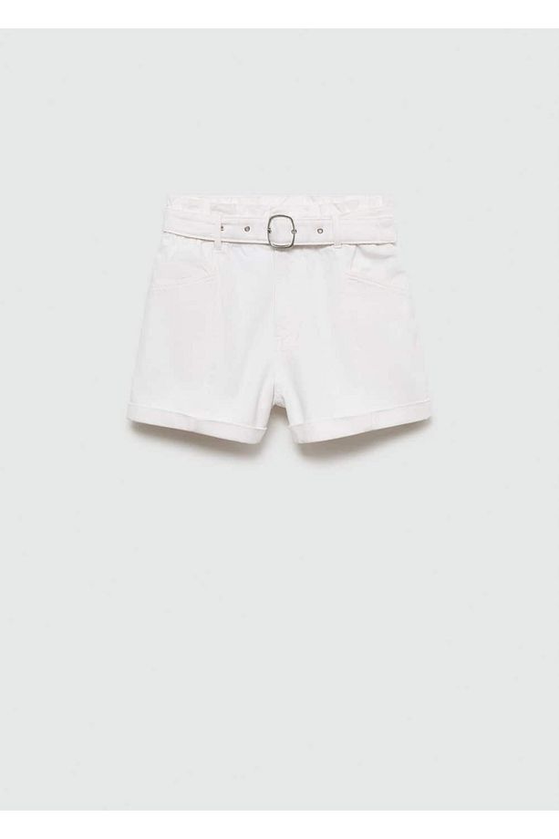 Kemerli denim şort - 3
