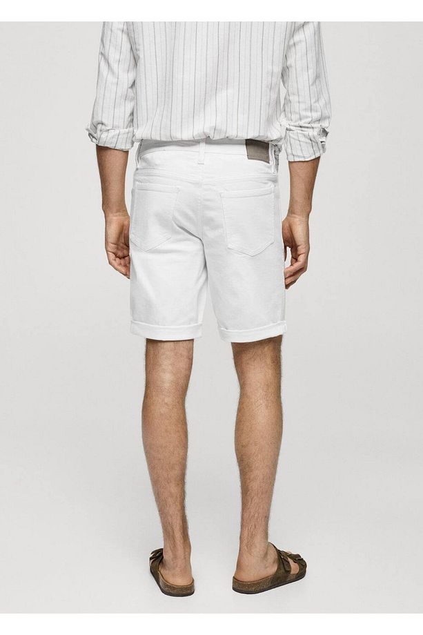 Slim fit kot bermuda şort - 4