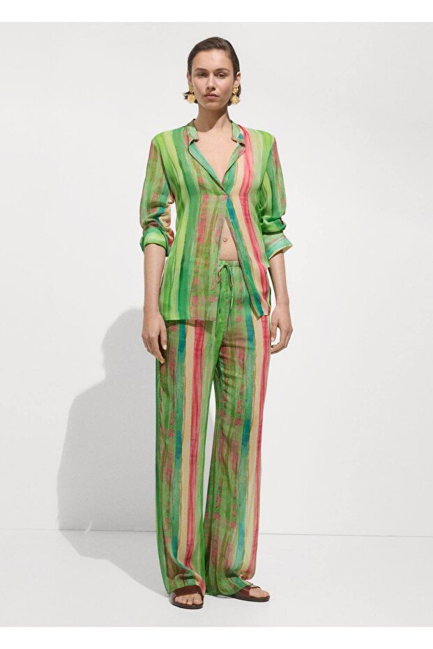 Yarı transparan desenli bluz - 1