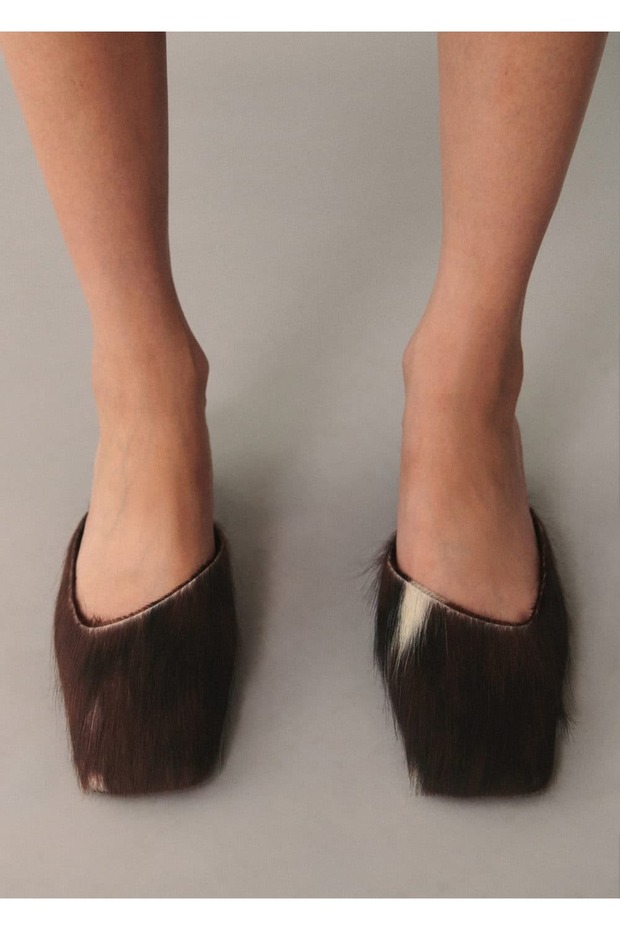 Arkası açık deri topuklu ayakkabı - 7