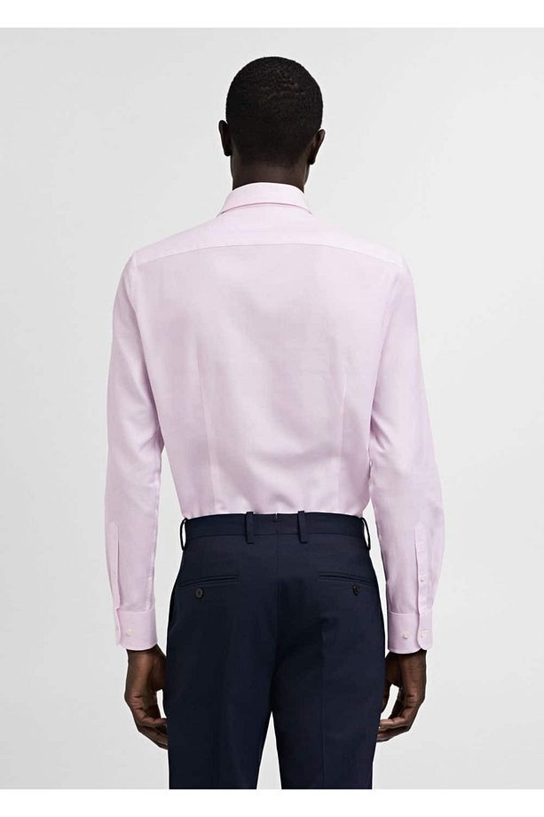 Slim fit mikro çizgili twil gömlek - 4