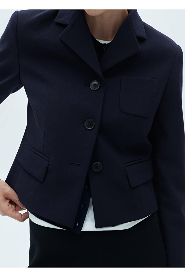 Düğmeli crop blazer ceket - 6