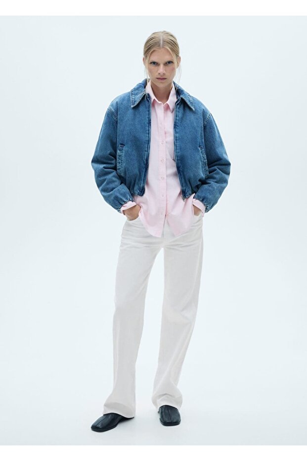 Mid-waist straight cut jeans