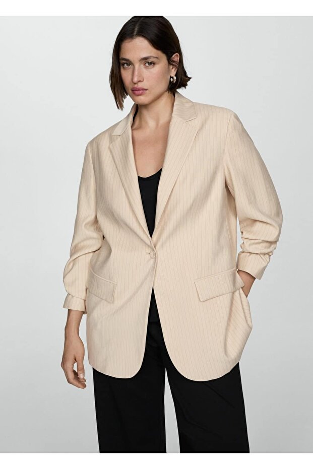 Çizgili kumaş blazer ceket - 8