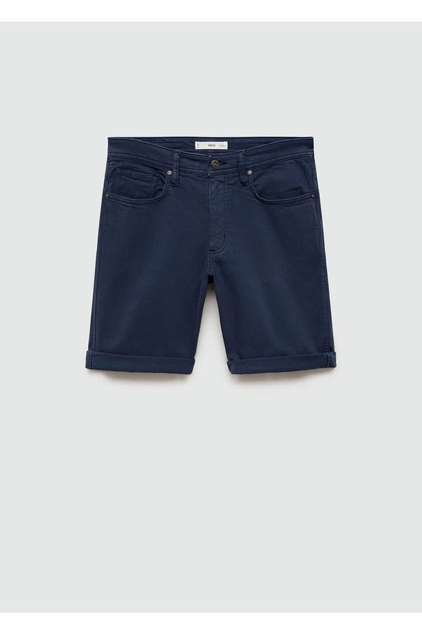 Slim fit kot bermuda şort - 3