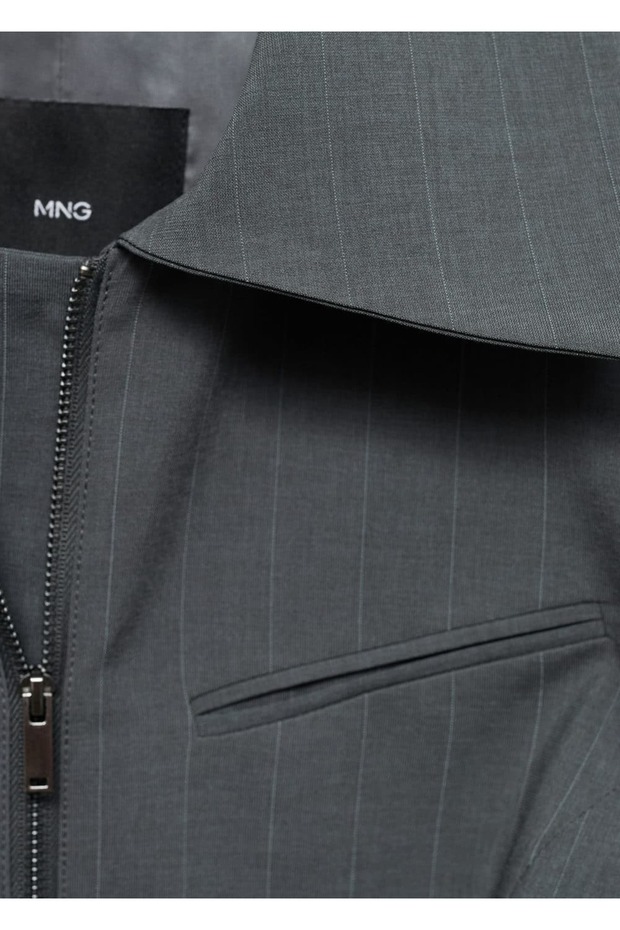 Çizgili çift fermuarlı ceket - 5