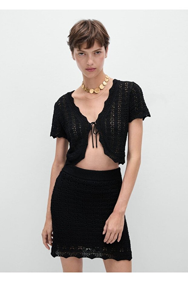 Fiyonklu triko hırka - 7