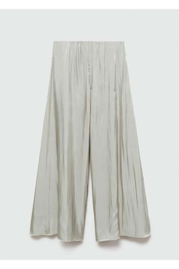 Dökümlü saten pantolon - 3