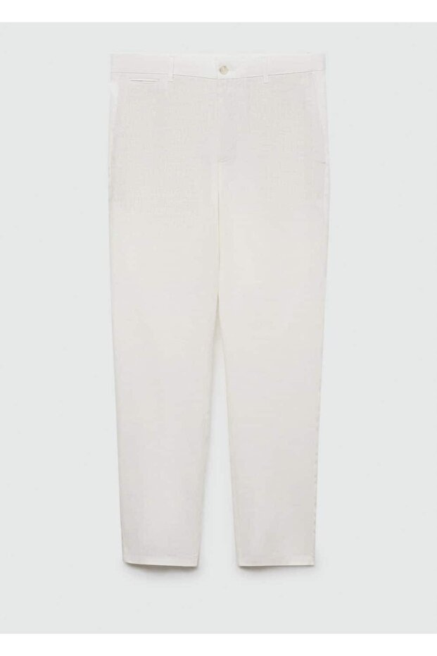 Slim fit %100 keten pantolon - 3