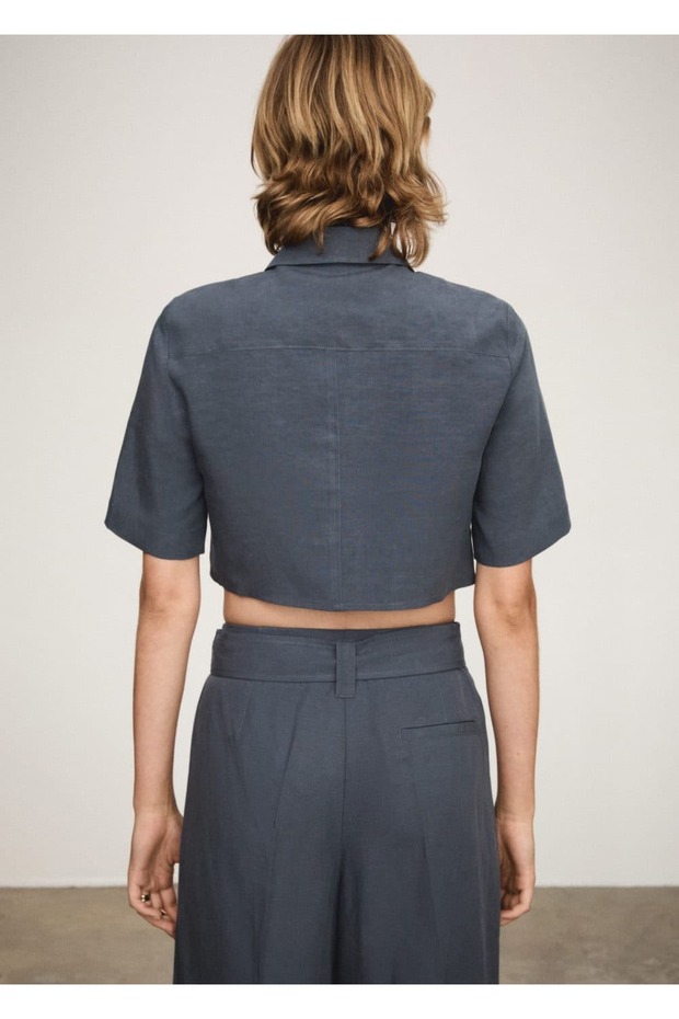 Crop lyocell gömlek - 4