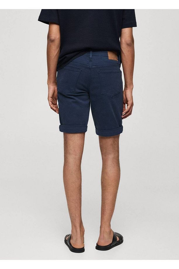 Slim fit kot bermuda şort - 4