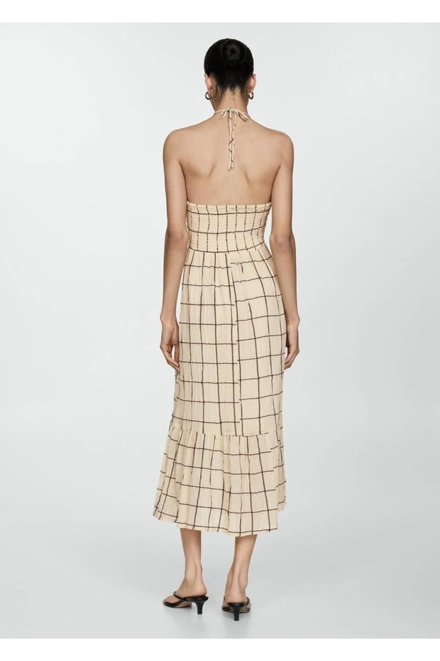 Askılı desenli elbise - 4