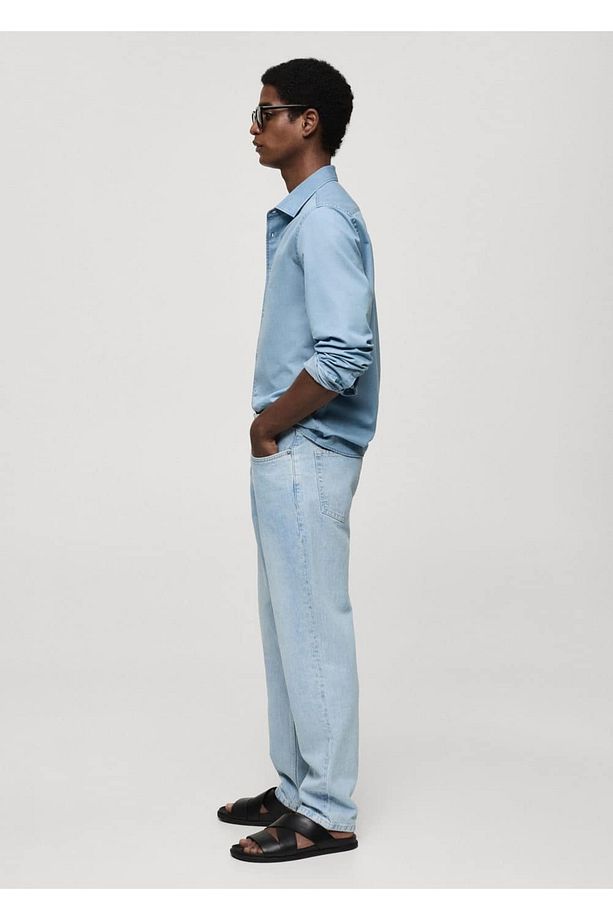 Regular Fit Chambray Pamuklu Gömlek - 7