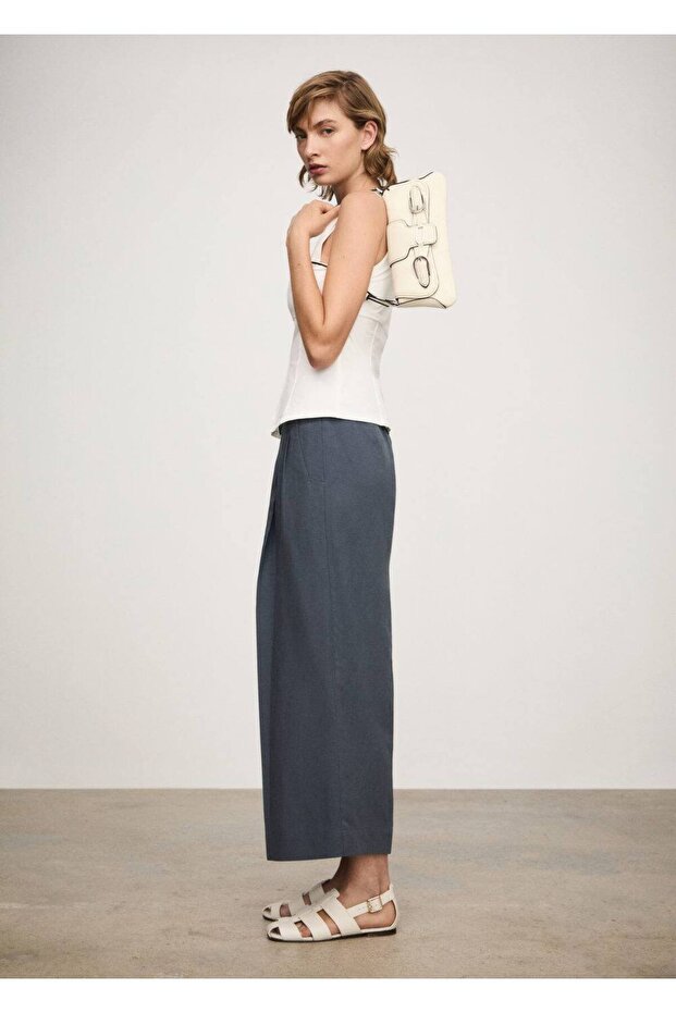 Kemerli lyocell pantolon - 6