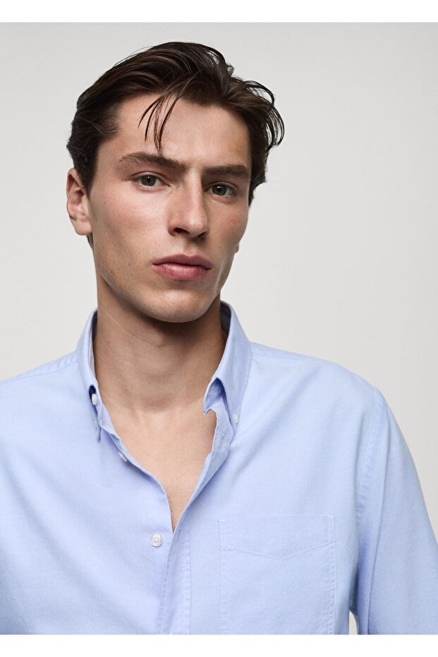 Regular fit pamuklu Oxford gömlek - 7