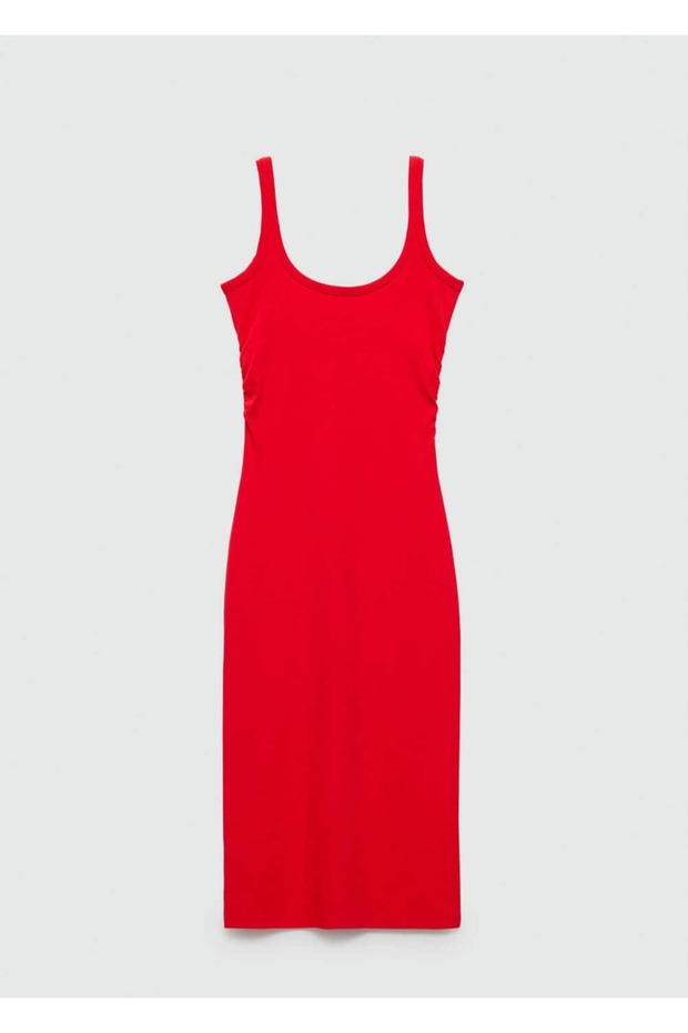 Askılı midi elbise - 3