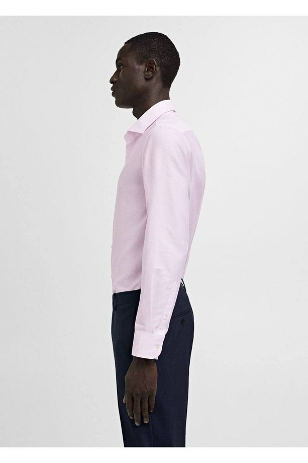 Slim fit mikro çizgili twil gömlek - 5