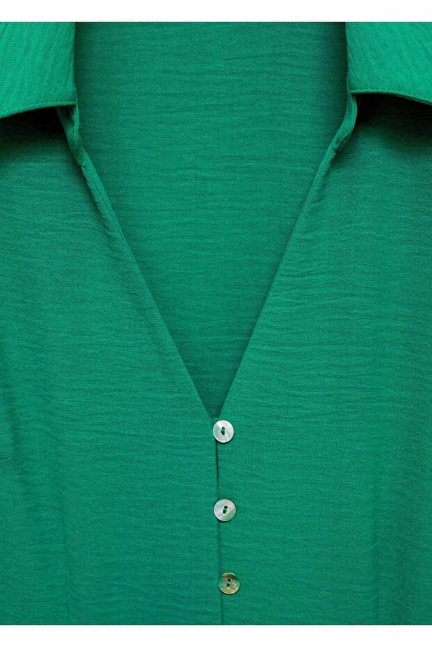 Kuşaklı gömlek elbise - 6